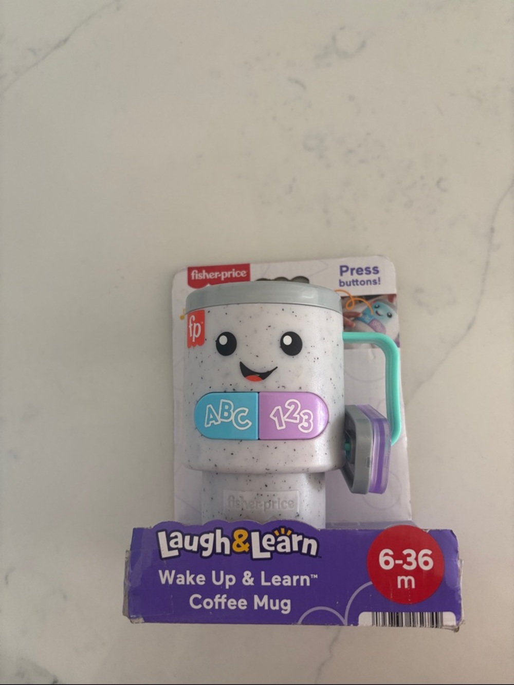 Fisher-Price Laugh & Learn Coffee Mug Toy in White, Teal & Purple